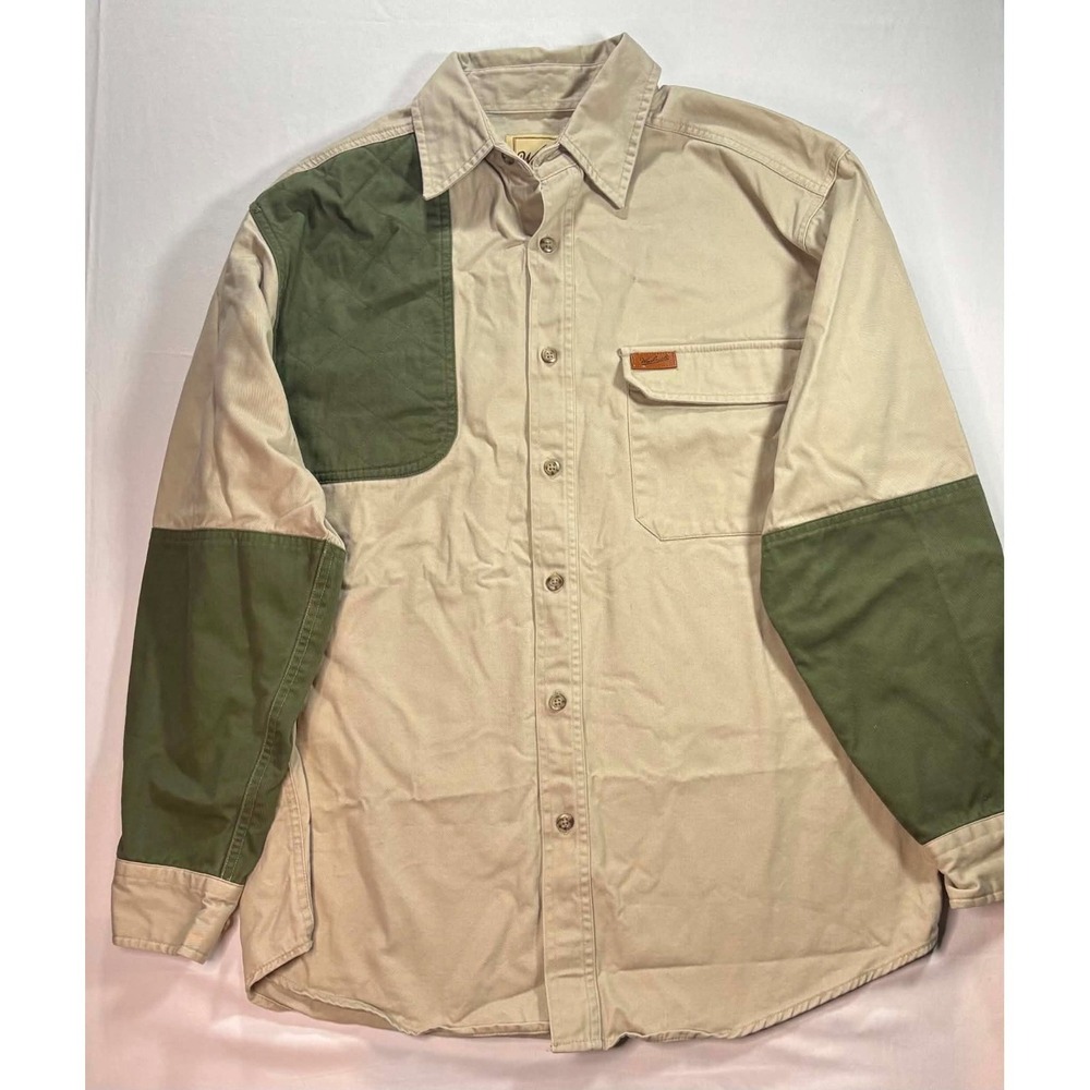 Woolrich Outdoor Guide Mens M Khaki Green Quilted Shooting Hunting Shirt